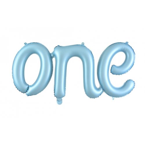 Matte Pastel Blue 'ONE' Script Balloon