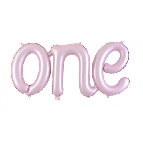 Matte Pastel Pink 'ONE' Script Balloon