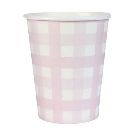 Pale Pink Gingham Cups (8 pack)