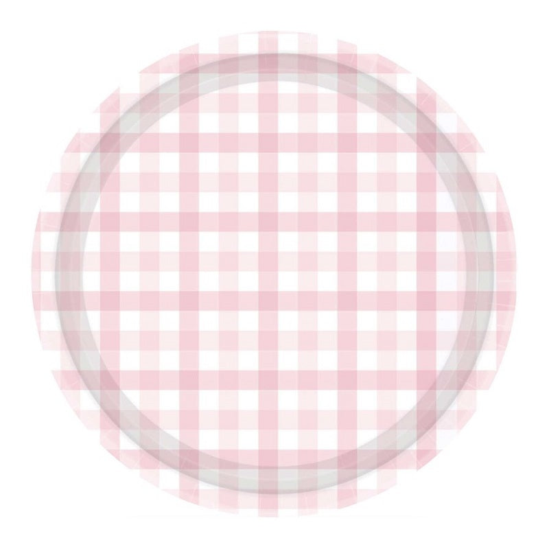 Pale Pink Gingham Plates (8 pack)