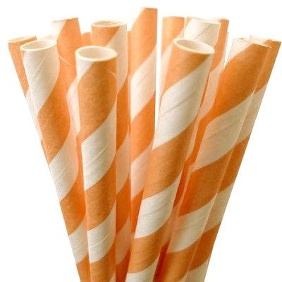 Apricot Striped Straws (25 pack)