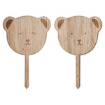 Wooden Teddy Bear Cupcake Toppers (6 pack)