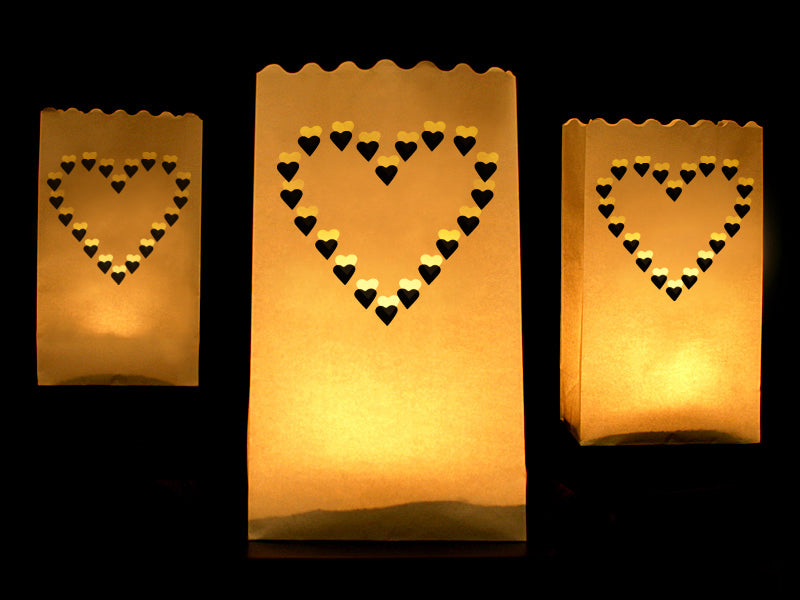 White Heart Paper Lanterns (10 pack)