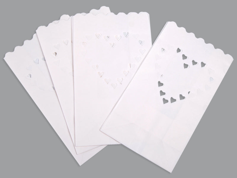 White Heart Paper Lanterns (10 pack)