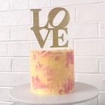 Love Stacked Gold Cake Topper
