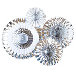 Silver Party Fans (4 pack)