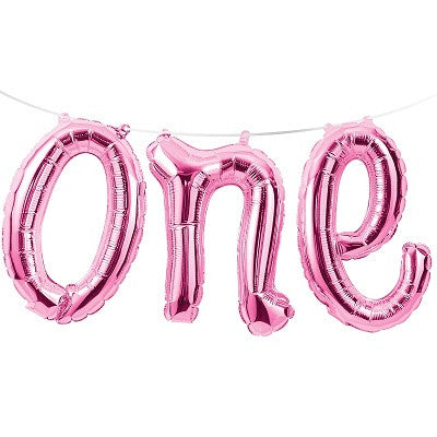 Pink 'ONE' Script Balloon
