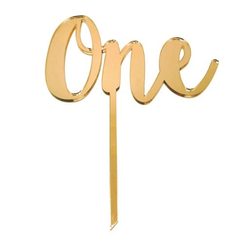 Gold Mirrored One Cake Topper