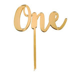 Gold Mirrored One Cake Topper