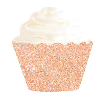 Rose Gold Glitter Cupcake Wrappers (12 pack)