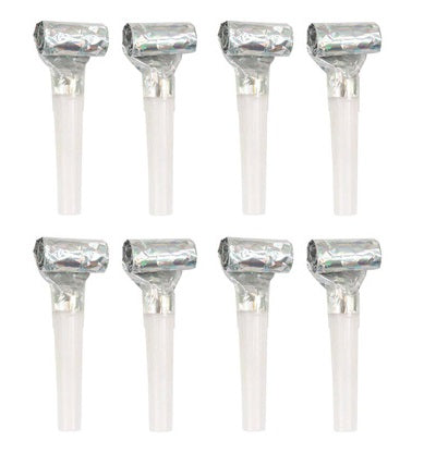 Silver Prismatic Party Blowouts (8 pack)