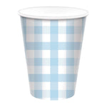 Pale Blue Gingham Cups (8 pack)