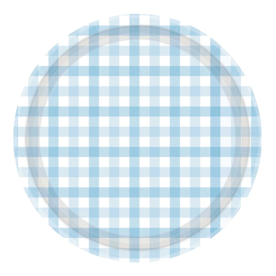 Pale Blue Gingham Plates (8 pack)