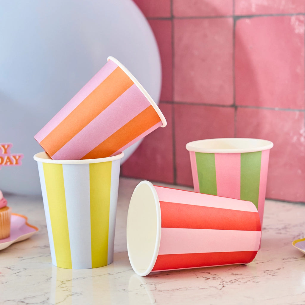 Bright Striped Cups (8 pack) – Ruby Rabbit