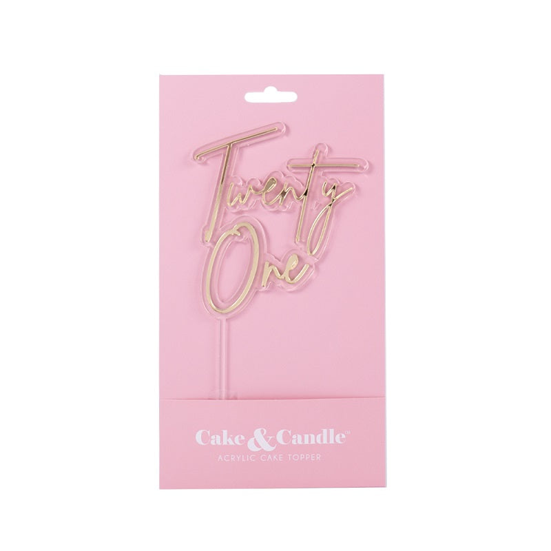 Gold Layered Twenty One Cake Topper