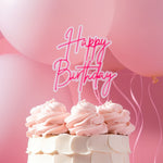 Hot Pink Layered Happy Birthday Cake Topper