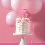 Hot Pink Layered Happy Birthday Cake Topper