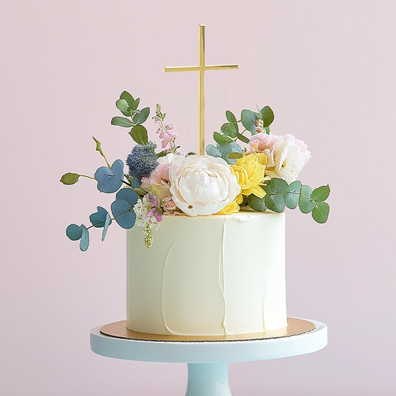Gold Cross Cake Topper