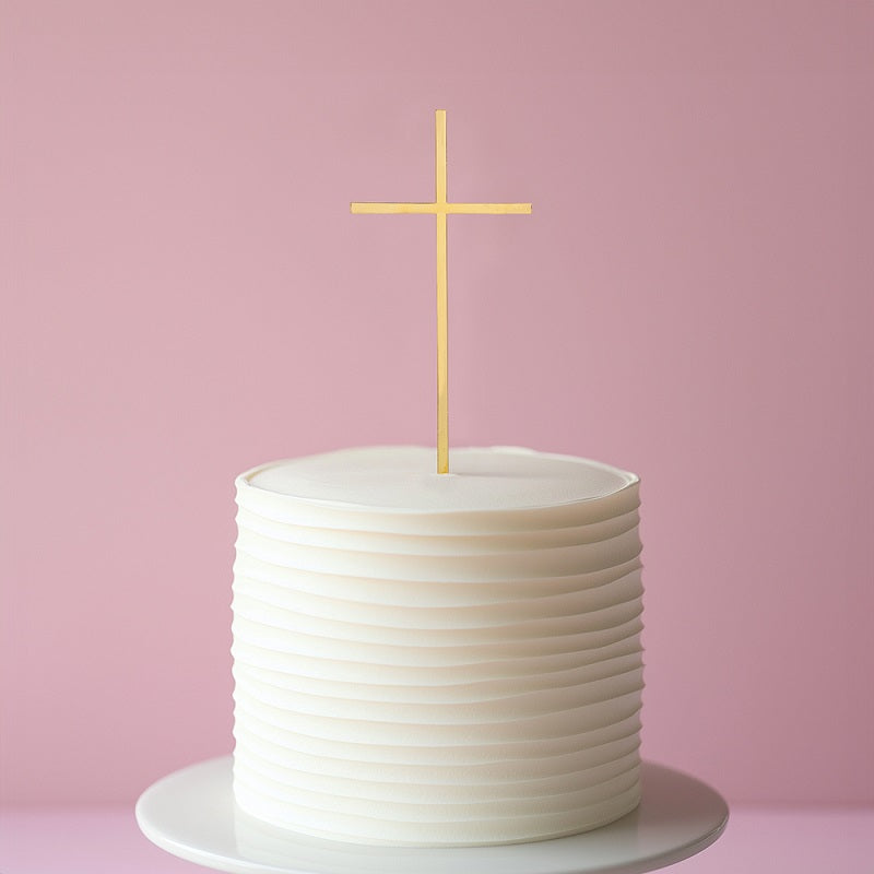 Gold Cross Cake Topper