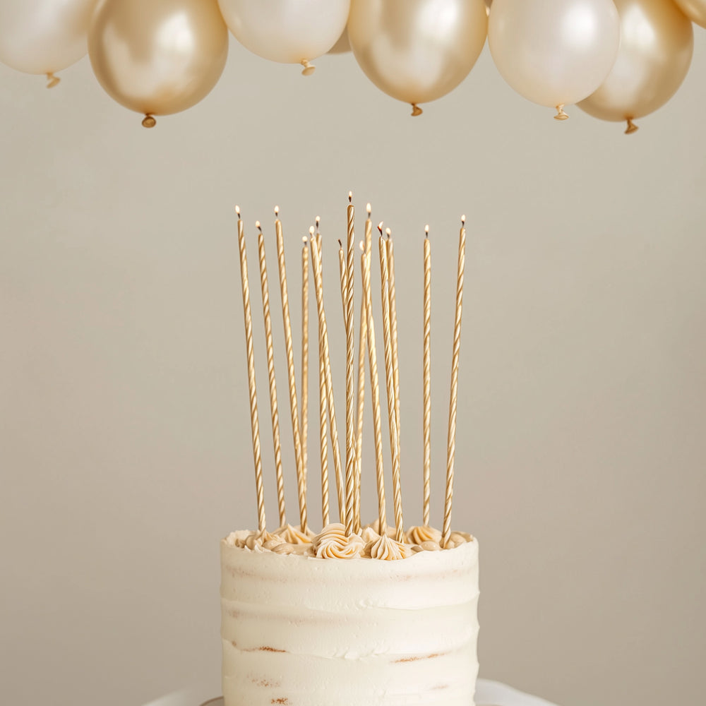 Gold Tall Spiral Candles (16 pack)