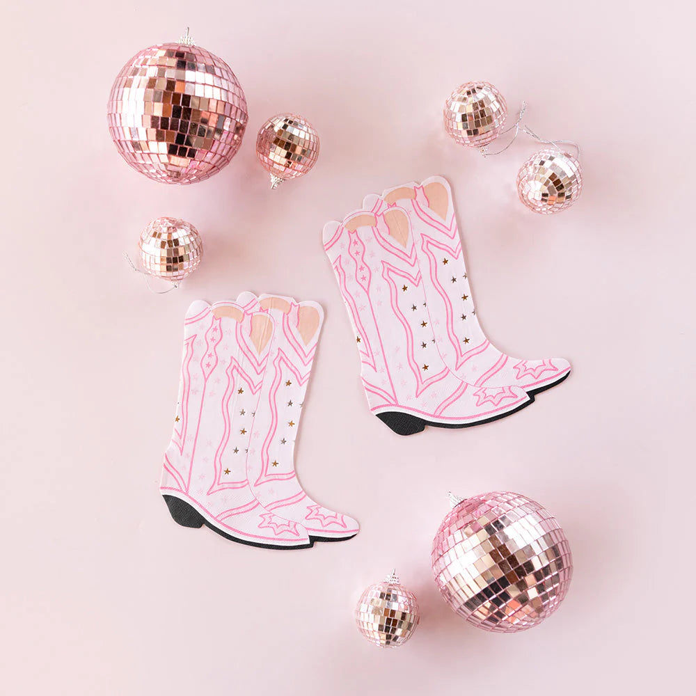 Pink Boot Shaped Napkins (16 pack)
