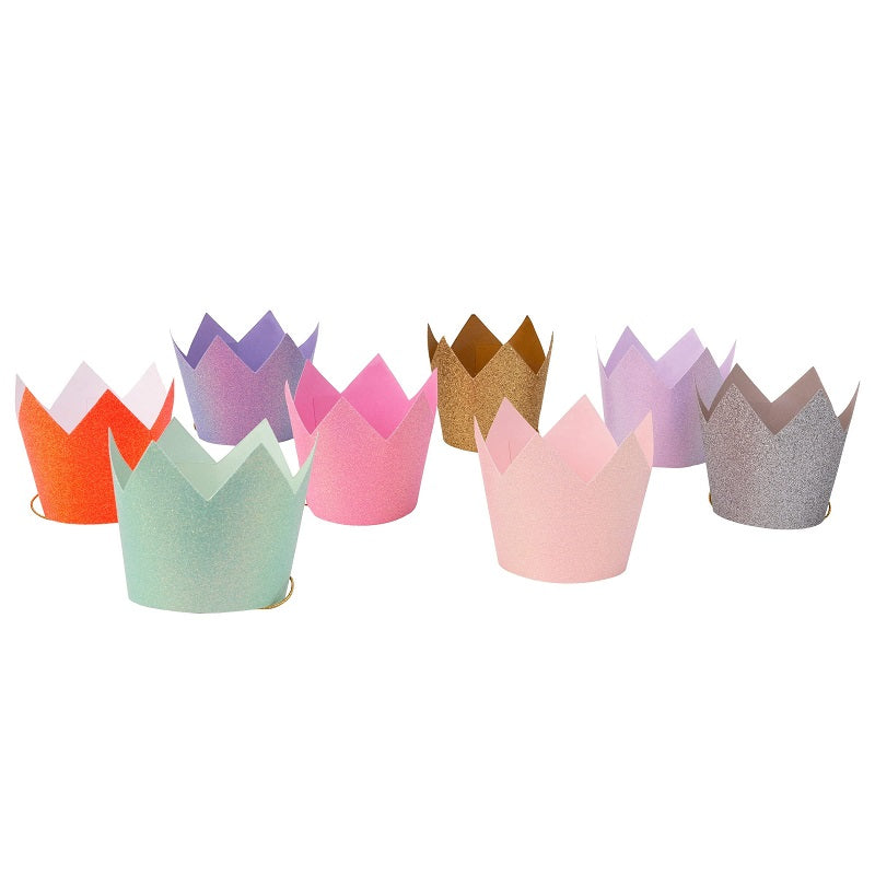 Mini Glitter Party Crowns (8 pack)