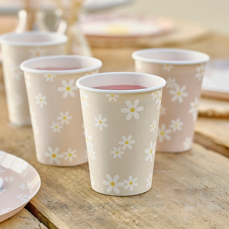 Daisy Floral Cups (8 pack)