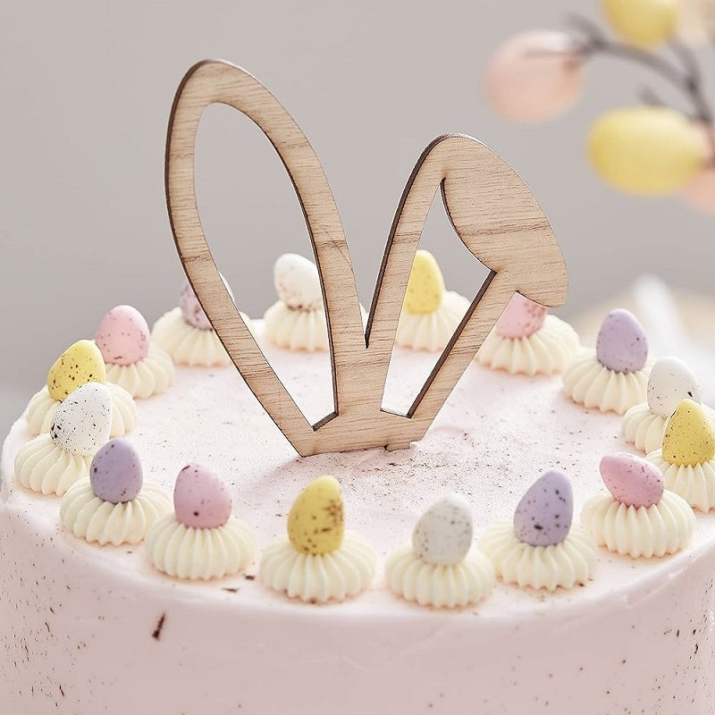 Wooden Bunny Ears Cake Topper