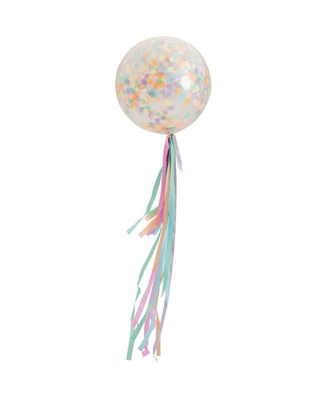 Pastel Rainbow Jumbo Confetti Balloon + Streamers – Ruby Rabbit