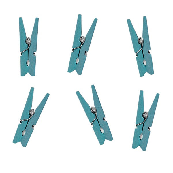 Blue Mini Wooden Pegs (24 pack)