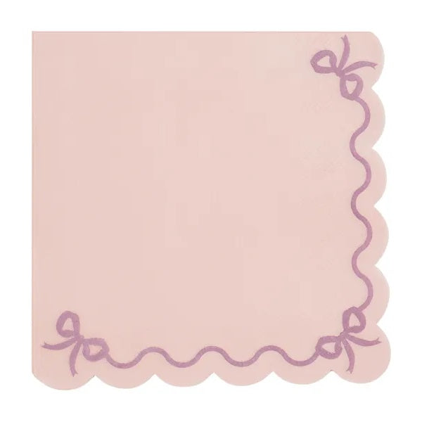 Peachy Pink Bow Ruffled Napkins (12 pack)
