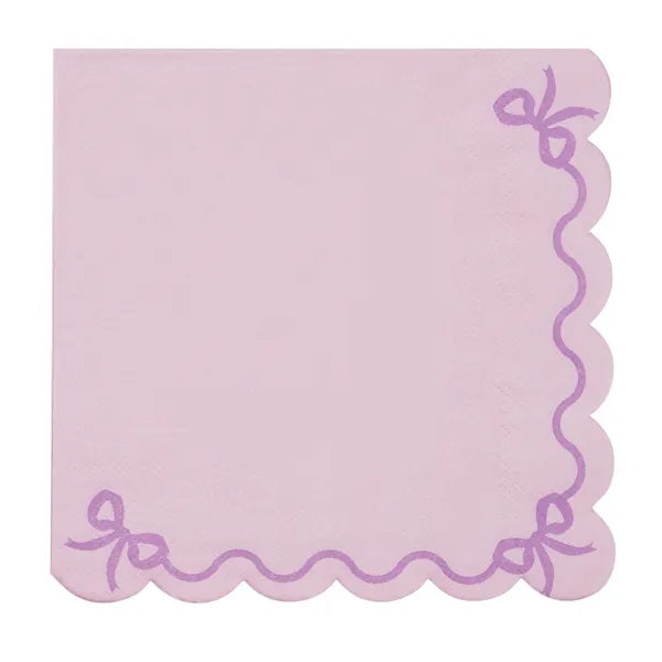 Purple Bow Ruffled Napkins (12 pack)