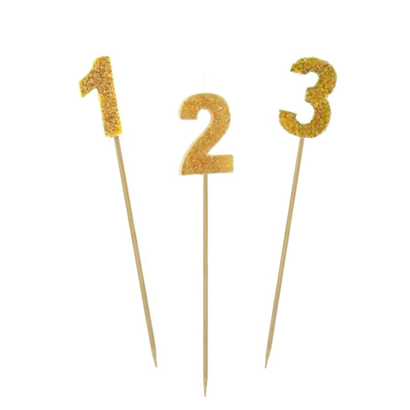 Gold Glitter Number Candle (0-9)