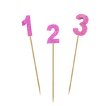 Pink Glitter Number Candle (0-9)