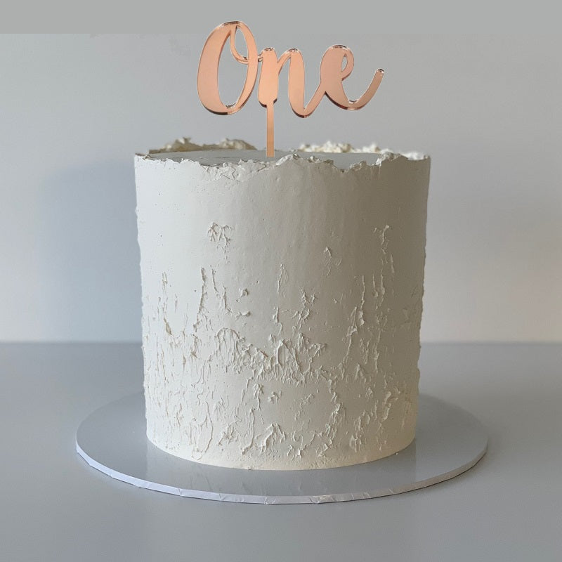 Rose Gold Mirrored One Cake Topper