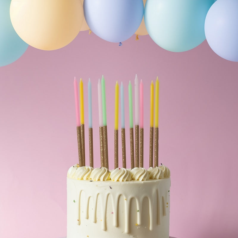 Rainbow Glitter Dipped Candles (12 pack)
