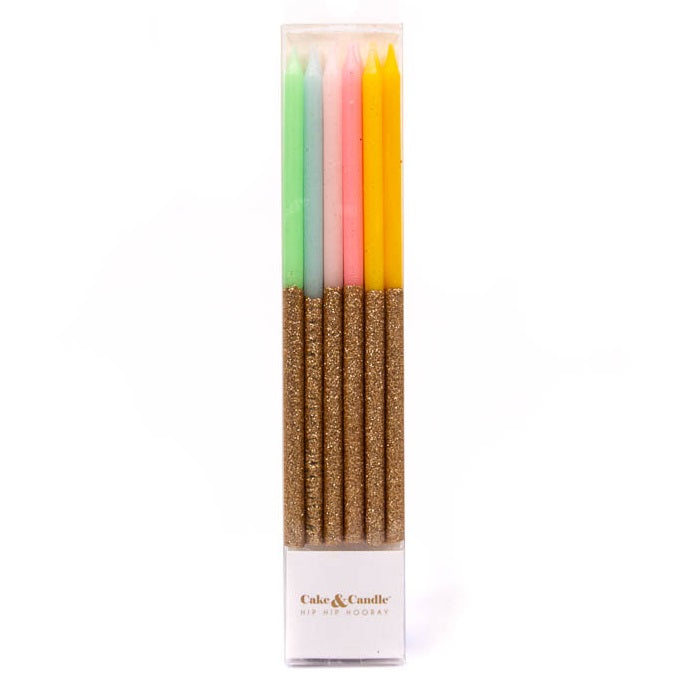 Rainbow Glitter Dipped Candles (12 pack)