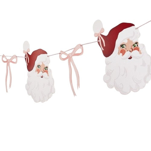 Vintage Santa & Bow Banner