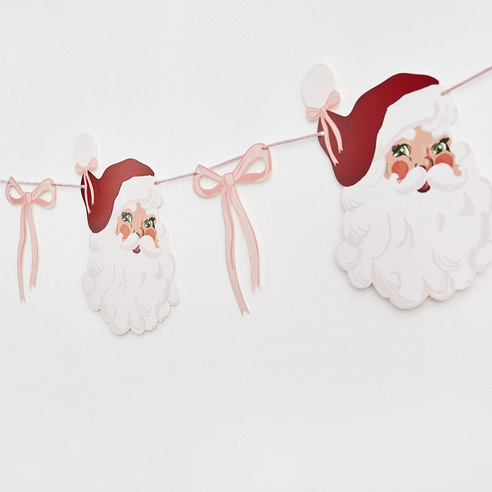 Vintage Santa & Bow Banner