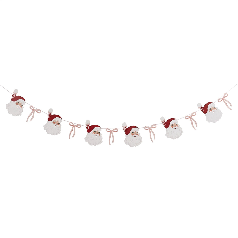 Vintage Santa & Bow Banner