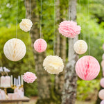 Pink Pom Pom & Honeycomb Hanging Set (8 pack)