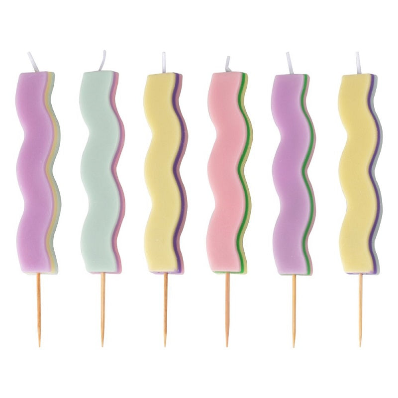 Wavy Pastel Candles (6 pack)