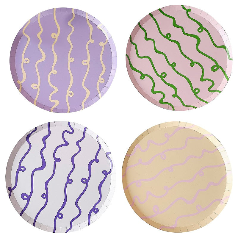 Wavy Pastel Plates (8 pack)