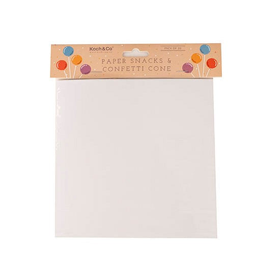 White Snack & Confetti Cones (20 pack)