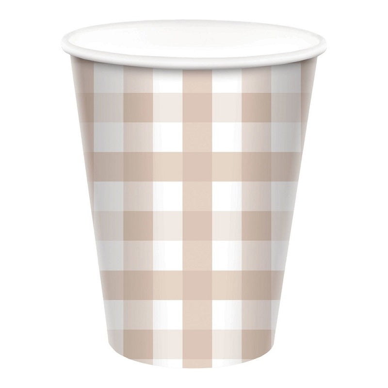 White Sand Gingham Cups (8 pack)