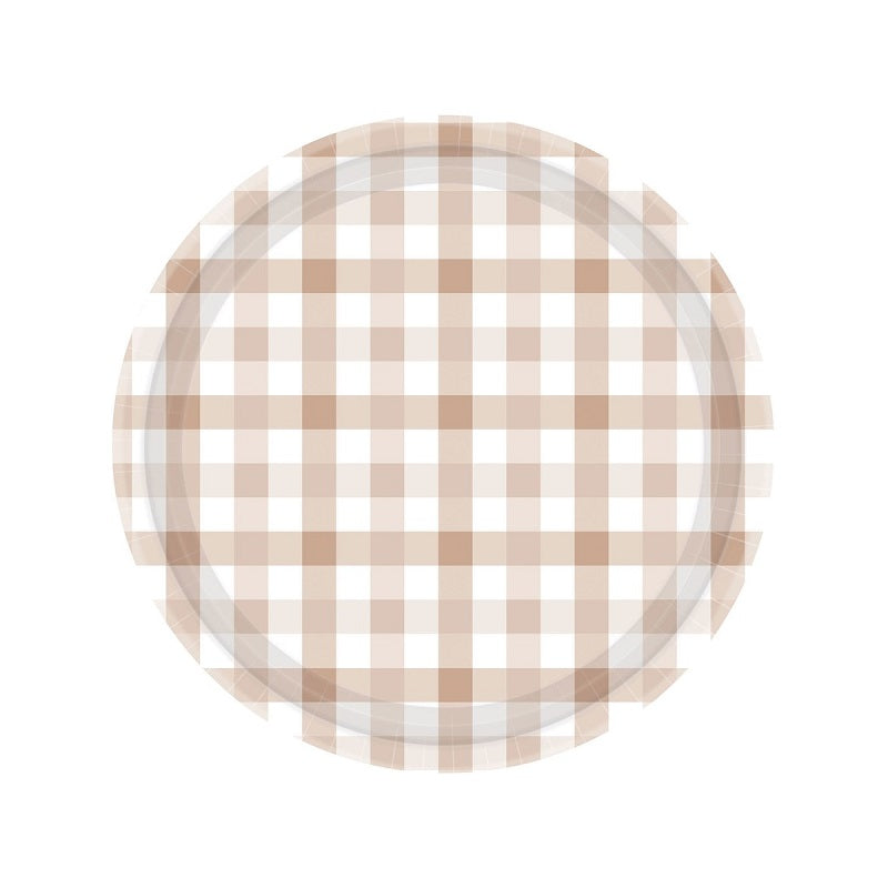 White Sand Gingham Dessert Plates (8 pack)