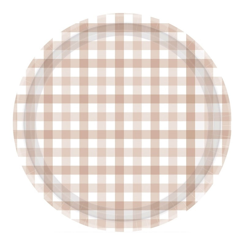 White Sand Gingham Plates (8 pack)