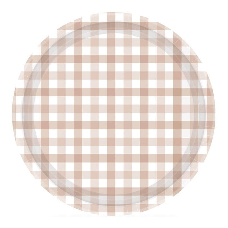 White Sand Gingham Plates (8 pack)