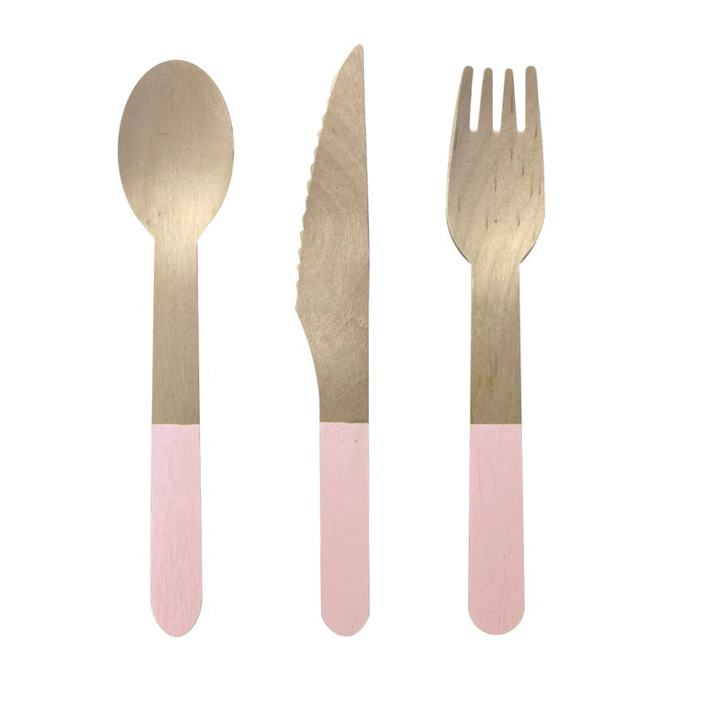 Pink Wooden Cutlery (10 sets)