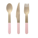 Pink Wooden Cutlery (10 sets)
